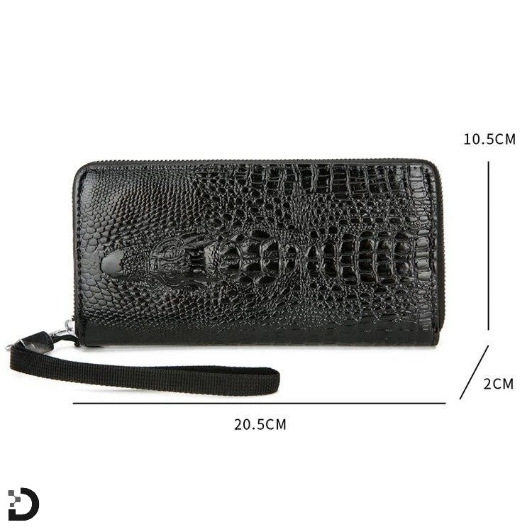 Herrplånbok i Croco PU-läder – Svart Slim Design