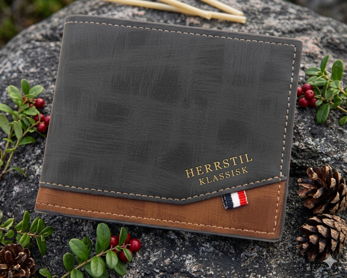 Herrplånbok – Business Slim Wallet (Svart PU)