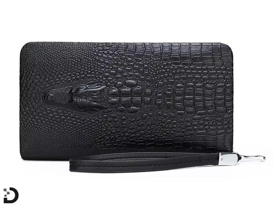 Herrplånbok i Croco PU-läder – Svart Slim Design