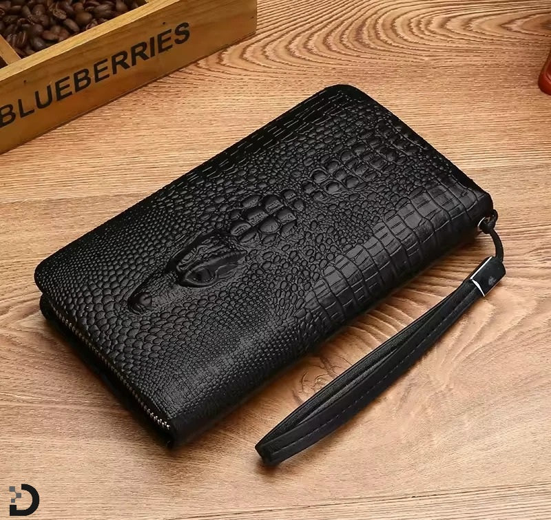 Herrplånbok i Croco PU-läder – Svart Slim Design