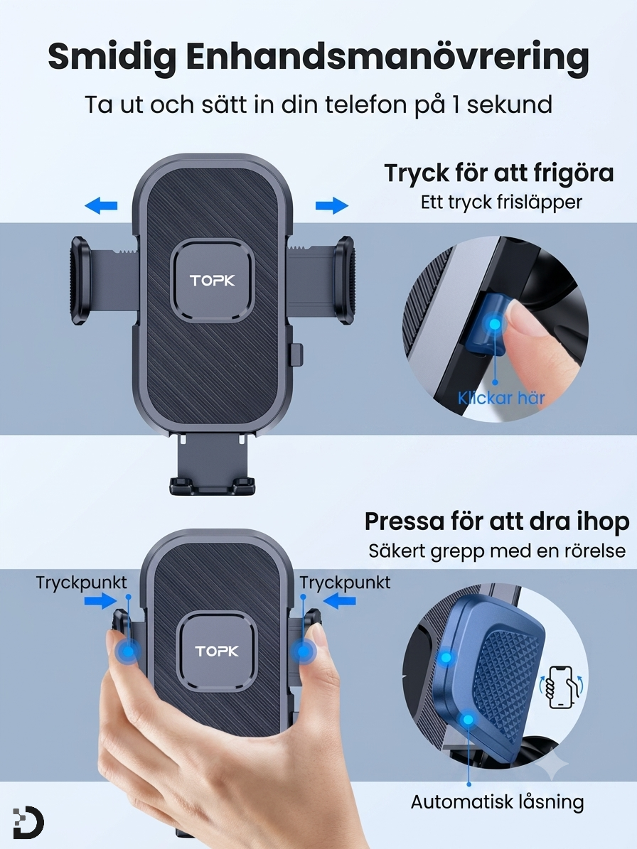 Mobilhållare för Bil – Gravity Automatisk