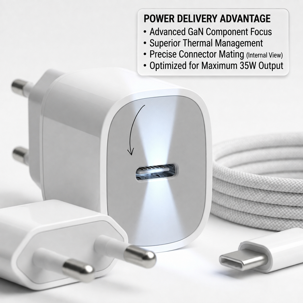 iPhone Laddare 35W Snabbladdare med Flätad Lightning-kabel